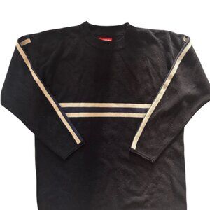 UNIONBAY Black Sweater with Cream and Navy Accents